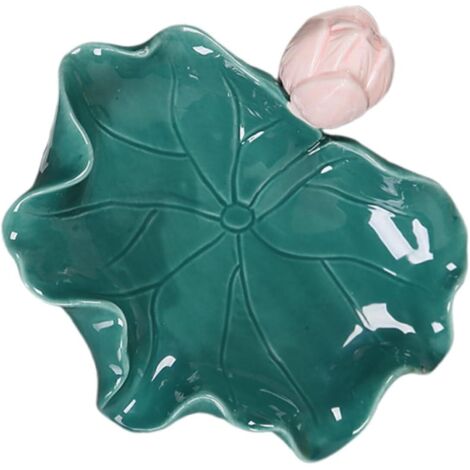 Porte-savon en céramique autonettoyant en forme de feuille de lotus pour douche et