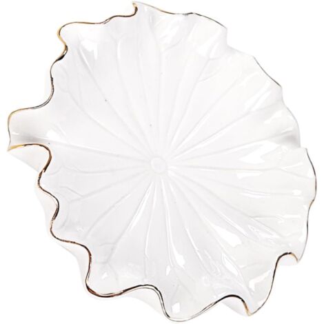 Porte-savon en céramique avec bordure dorée en forme de feuille de lotus