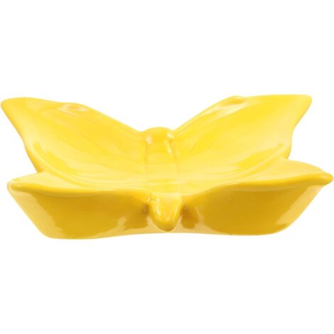 Porte-savon en céramique avec égouttoir, porte-savon jaune pour les mains