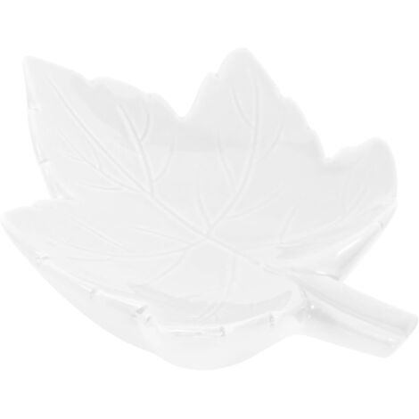 Porte-savon en céramique blanc en forme de feuille d'érable avec bec verseur.