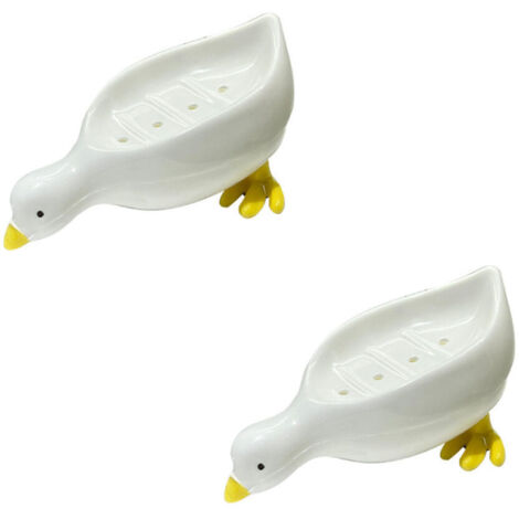 Porte-savon en céramique en forme de canard, porte-savon avec égouttoir, porte-éponge, 1 pièce