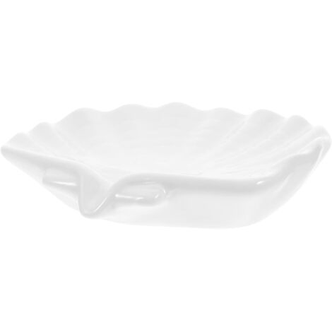 Porte-savon en céramique en forme de coquillage avec bac d'égouttage, savon blanc pour les mains