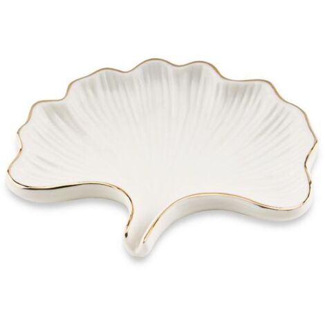 Porte-savon en céramique en forme de feuille de ginkgo, support pour savon solide, idéal pour salle de bain, évier et douche (blanc)