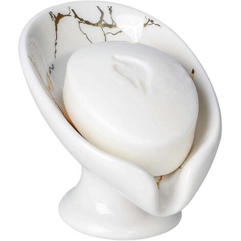 Porte-savon en céramique en forme de feuille, facile à nettoyer et garde le savon au sec.