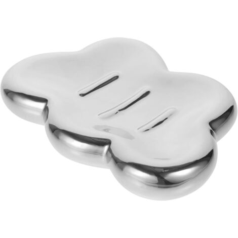 Porte-savon en céramique nuage, petit modèle argenté, rangement pour savon