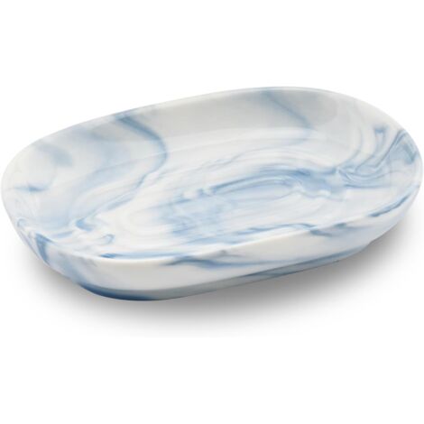Porte-savon en céramique, porte-savon en marbre antidérapant, porte-savon de salle de bain, porte-savon solide pour cuisine, baignoire, évier et douche (bleu)