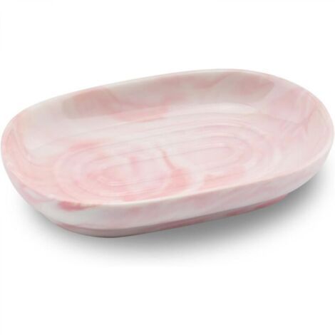 Porte-savon en céramique, porte-savon en marbre antidérapant, porte-savon de salle de bain, porte-savon solide pour cuisine, baignoire, évier et douche (rose)