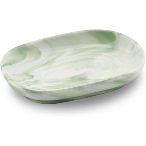 Porte-savon en céramique, porte-savon en marbre antidérapant, porte-savon de salle de bain, porte-savon solide pour cuisine, baignoire, évier et douche (vert)