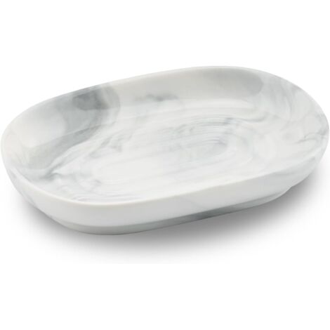 Porte-savon en céramique, porte-savon en marbre antidérapant, porte-savon de salle de bain, porte-savon solide pour cuisine, baignoire, lavabo et douche (gris)