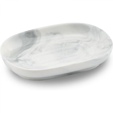 Porte-savon en céramique, porte-savon en marbre antidérapant, porte-savon de salle de bain, porte-savon solide pour cuisine, baignoire, lavabo et douche (gris)