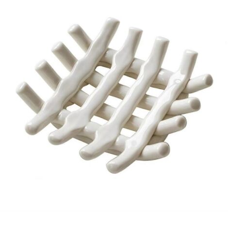 Porte-savon en céramique pour salle de bain, design ajouré, blanc laiteux