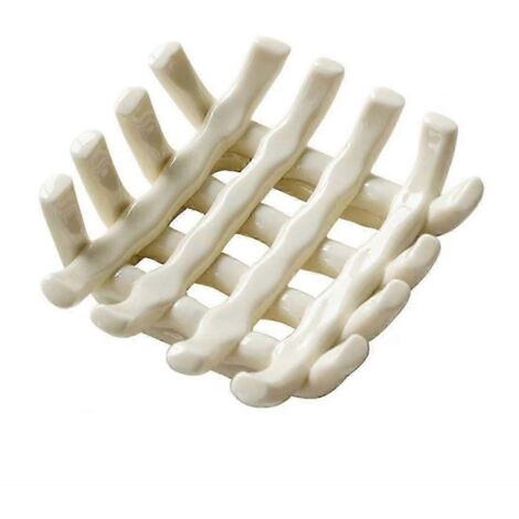 Porte-savon en céramique pour salle de bain, élégant porte-savon auto-drainant au design ajouré, idéal pour la douche et la salle de bain.