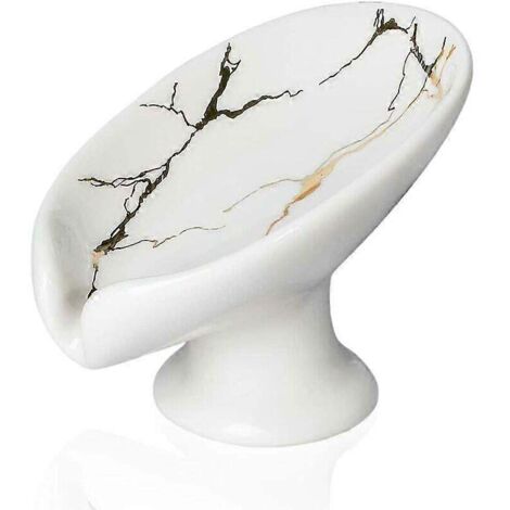 Porte-savon en céramique pour salle de bain, porte-savon en feuille de douche, rangement pour savon pour les mains, pierres ponces, éponges, grattoirs - Blanc