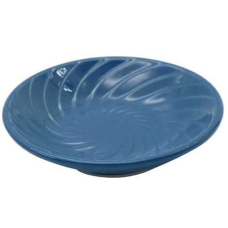 Porte-savon En Céramique Rayé Bleu Spirale Rond Salle De Bain 79956