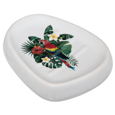 Porte Savon en Céramique "Tropical" 12cm Blanc