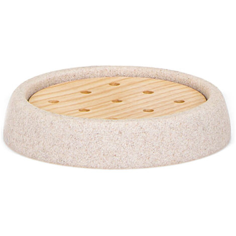 Porte-Savon En Grès Et Frêne Ø10.5x2cm Andrea House