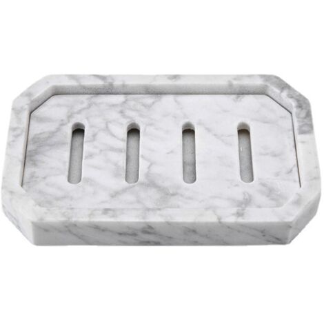 Porte-savon en marbre Porte-savon en acier inoxydable pour salle de bain et douche Porte-savon à double vidange