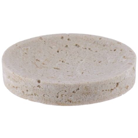 Porte savon en polyresine facon travertin - naturel - Tendance