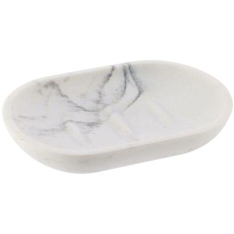Porte-savon en résine Blanc effet marbré - TENDANCE