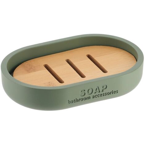 Porte-savon en résine Kaki et Bambou - TENDANCE