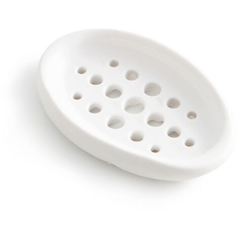 Porte-savon en silicone avec drain et base antidérapante – Peut également servir de tampon à frotter les vêtements, et porte-savon à vaisselle, blanc