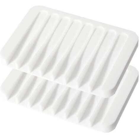 Porte-savon en silicone blanc, support pour savon et assiettes, idéal pour la salle de bain.