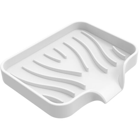 Porte-Savon en Silicone de Haute Qualité - Design Anti-dérapant et Drainant，1210cm (Blanc)