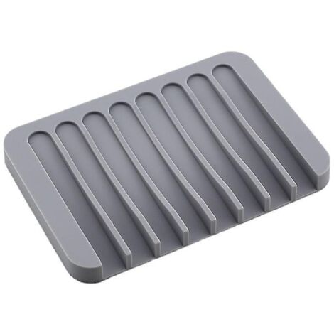Porte-savon en silicone gris auto-drainant pour salle de bain et cuisine