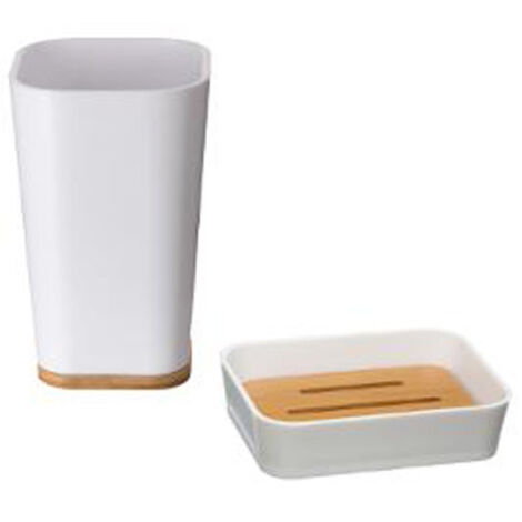 Porte Savon & Gobelet "Natureo" 11cm Blanc