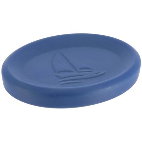 Porte savon gres decor bateau - bleu marine - Tendance