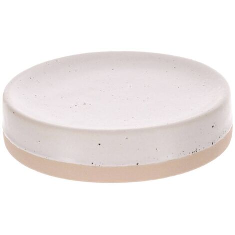 Porte savon gres mouchete et base brute mat - blanc beige - Tendance