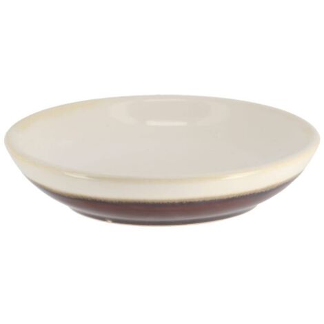 Porte-savon gres rond tricolore - marron/beige - Tendance