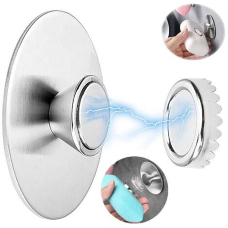 Porte-Savon Magnétique en Acier Inoxydable Argenté - Adhésif Autocollant - Gain de Place pour Salle de Bain ou Cuisine