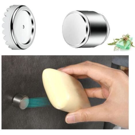 Porte-Savon Magnétique en Acier Inoxydable Argenté - Installation Sans Perçage, Gain de Place pour Salle de Bain