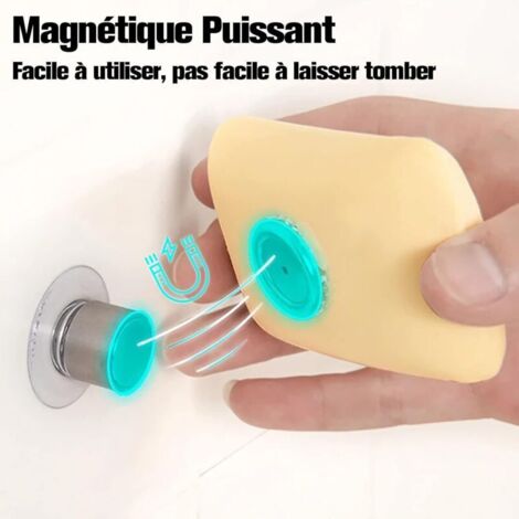 Porte-savon magnétique lot de 6 avec ventouse – Acier inoxydable, fixation sans perçage pour salle de bain et cuisine