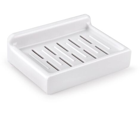 Porte Savon Mural Auto Adhésif Blanc, Support Savon Douche sans Perçage avec Drainage pour Salle de Bain et Cuisine - Boîte à Savon en Plastique