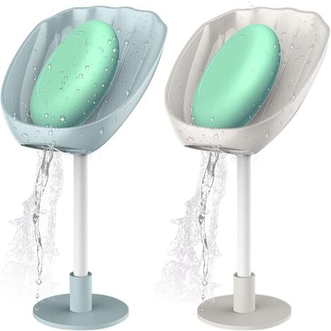 Porte-savon mural Boîte à savon debout 2 pcs Shell Boîte de vidange de savon sans perçage Porte-savon, pour cuisine, salle de bain, salle de douche, stockage de shampoing solide