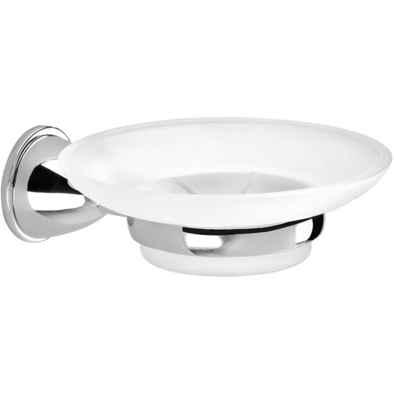 Porte-Savon Mural En Acier Chromé Et Verre Gemma