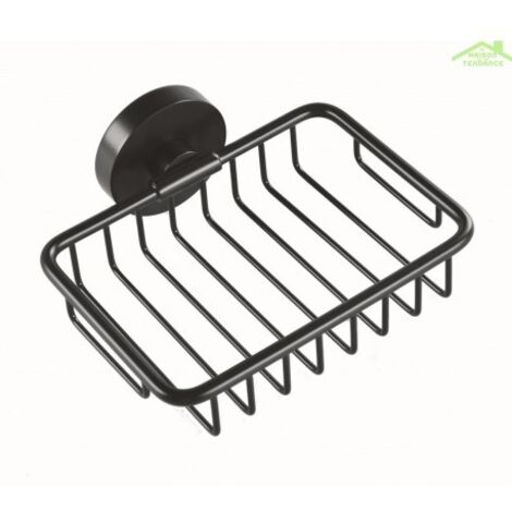 Porte-savon mural en grille DARK en laiton noir 14x5,5x12,5cm