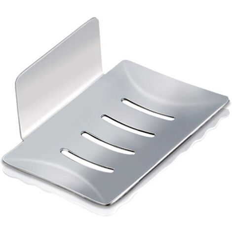 Porte-savon mural, porte-savon de douche sans trou en acier inoxydable, porte-savon de cuisine de salle de bain pour ranger la brosse éponge à savon (argent)