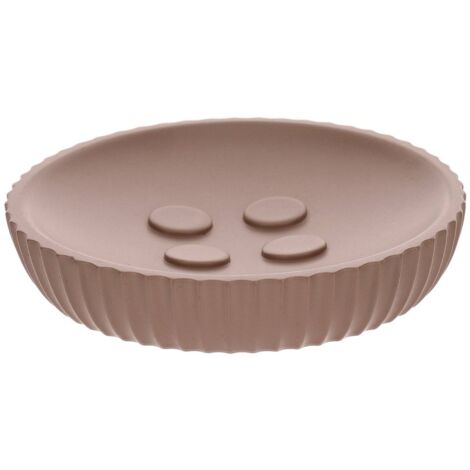 Porte savon polyresine rond striee - cappuccino - Tendance