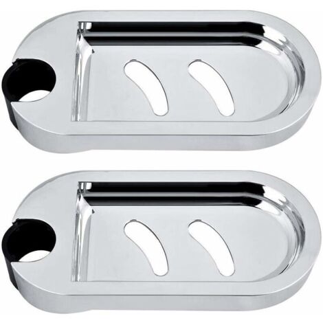 Porte-savon pour douche réglable – 2 pièces en ABS chromé – Compatible barre de douche diamètre 25 mm – Circulation d'air pour savon sec