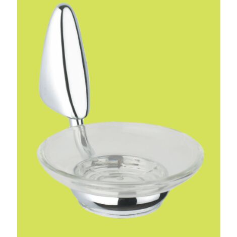 Porte-savon se'rie goutte en me'tal chrome' et verre, accessoires de salle de bain
