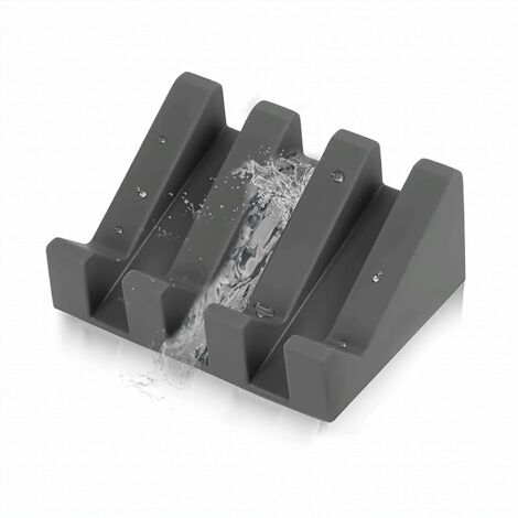 Porte Savon Silicone Moderne - Anti-dérapant - Support à Savon Design Élégant pour Salle de Bain ou Cuisine - Surface Inclinée avec Évacuation d'eau pour Mieux Conserver Le Savon
