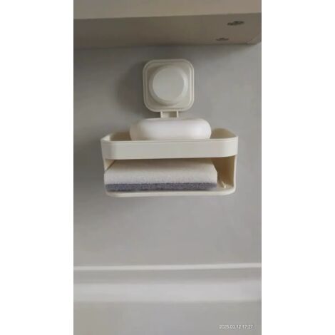 Porte-savon suspendu à ventouse - Douche - Salle de bain - Toilettes - Simple, élégant et pratique - Blanc