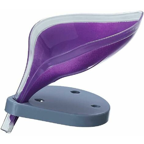 Porte-savon transparent pour salle de bain en forme de feuille (violet)