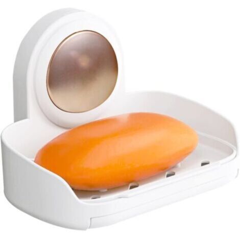 Porte-Savon Ventouse sans perçage, Porte-Savon pour Douche à Montage Mural, Porte-Savon éponge Solide pour Salle de Bain, Douche, Baignoire, évier de Cuisine, Auto-drainant pour Rester Sec