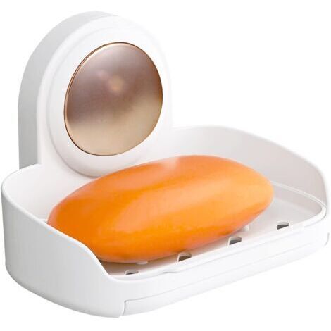 Porte-Savon Ventouse sans perçage, Porte-Savon pour Douche à Montage Mural, Porte-Savon éponge Solide pour Salle de Bain, Douche, Baignoire, évier de Cuisine, Auto-drainant pour Rester Sec