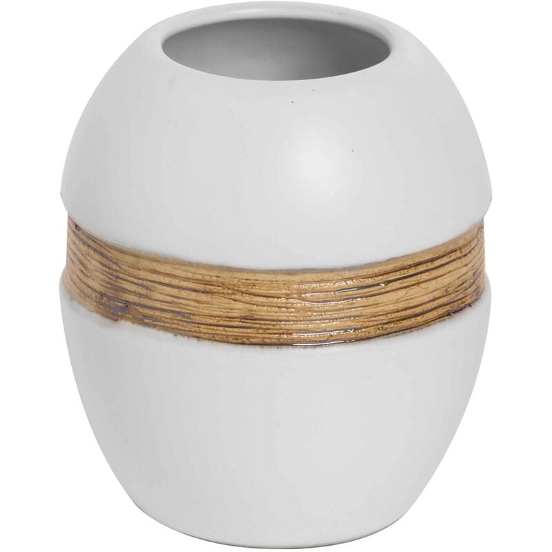 Porte-savonbrosse à dents à poser blanc et bronze en céramique mod. Maya