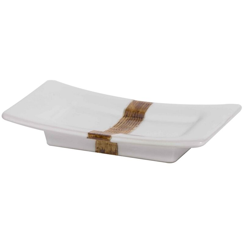 Porte-savonsavon à poser blanc et bronze en céramique mod. Maya